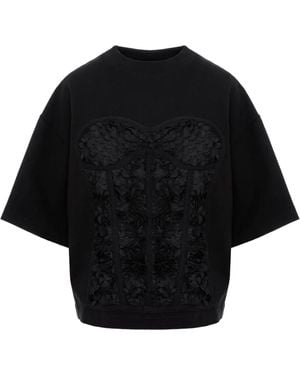 Hamza Top estilo corsé con motivo floral - Negro