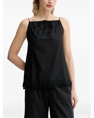 By Malene Birger Lace-Trimmed Drawstring Top - Black