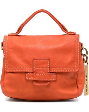 Caterina Lucchi Small Maria Crackled-Effect Tote Bag - Orange