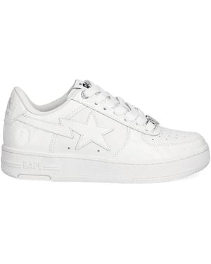 A Bathing Ape Bape Sta #3 L Textured Sneakers - White