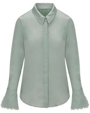 Hevron Soraya Lace-Trim Flared-Cuff Shirt - Green