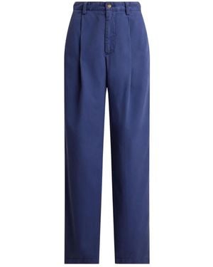 Polo Ralph Lauren Pleated Cotton-Blend Pants - Blue