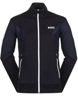 BOSS Contrast-Panel Zip-Up Jacket - Blue