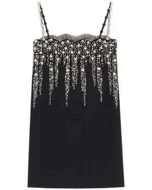 Valentino Garavani Embroidered Crepe Couture Short Dress - Black