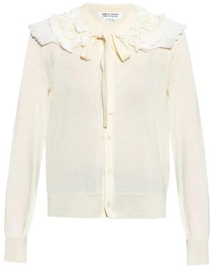 Comme des Garçons Ruffle-Detailing Cardigan - White