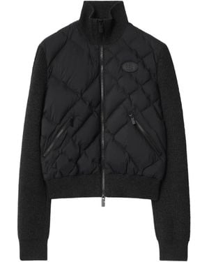 Burberry Check-Stitch Nylon And Wool Jacket - Black