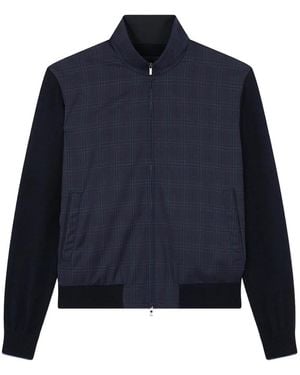 Paul & Shark Check-Pattern Bomber Jacket - Blue