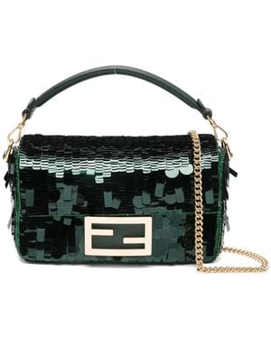 Fendi Mini Baguette Sequined Tote Bag - ブラック