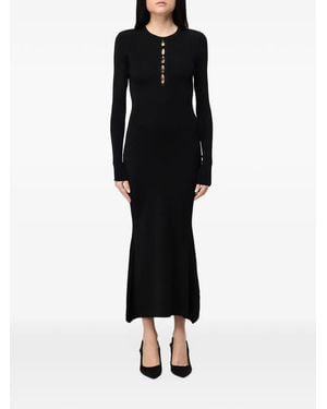 Mar De Margaritas Ribbed-Knit Cutout-Detail Midi Dress - Black