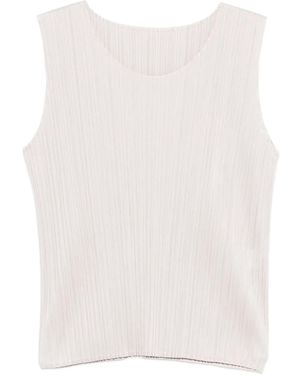 Pleats Please Issey Miyake Geplooide Top - Wit