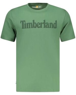 Timberland Logo-Print Cotton T-Shirt - Green
