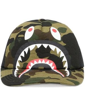 A Bathing Ape Camo Shark Mesh キャップ - グリーン