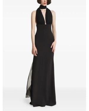 2310 STUDIO Halterneck Draped-Panel Maxi Dress - Black