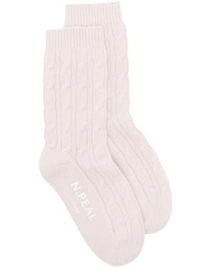 N.Peal Cashmere Cable House Socks - Pink
