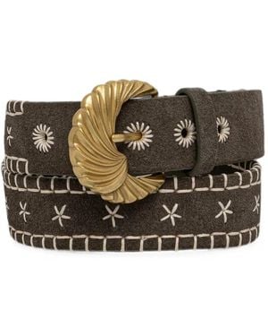 INTROPIA Lilit Embroidered Buckle-Fastening Belt - Grey