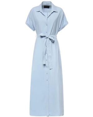 Dondup Belted Shirt Midi Dress - Blue