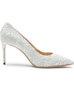 Casadei Julia Rigel Floral-Flock Pumps - Weiß