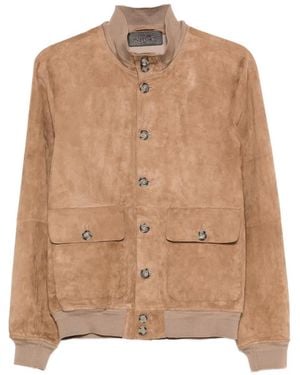 The Jackie Leathers Suede Bomber Jacket - Natural