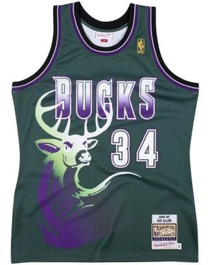 Mitchell & Ness "Nba Milwaukee Bucks 96 Ray Allen" Authentic Alternate Jersey Vest Top - Grey
