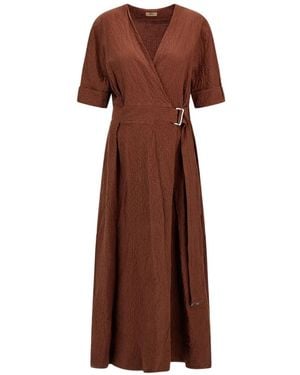 Herno Robe Ceinturée À Volants - Brown