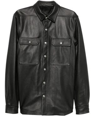 Rick Owens Leather Press-Stud Jacket - Black