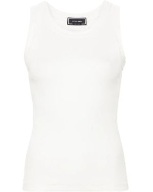 Styland Ribbed Cotton Top - White