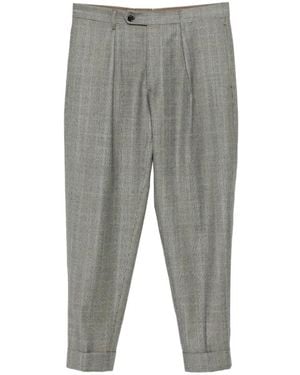 Berwich Prince Of Wales Check Pleated Trousers - Grey