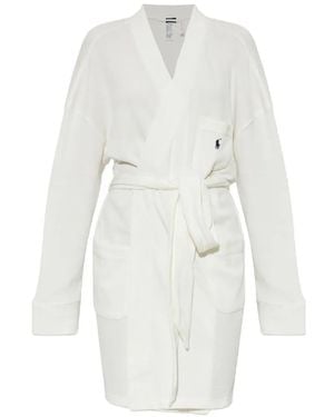Polo Ralph Lauren Logo-Embroidered Waffle-Knit Cotton Robe - White