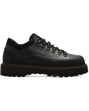 Diemme Cornaro Gomma Leather Low-Top Trainers - Black