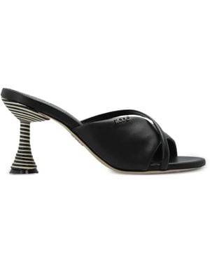 Rodo Leather Heeled Mules - Black