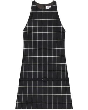 Courreges Checked-Pattern A-Line Mini Dress - Black