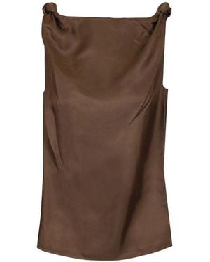 Loulou de Saison Remy Knotted-Detail Top - Brown