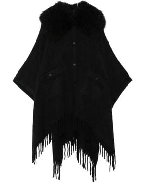 Moncler Fringed Cape - Black