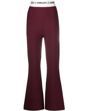 Ambush Knitted Logo Stripe Flared Pants - Purple