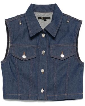 Maje Denim Cropped Gilet - Blue