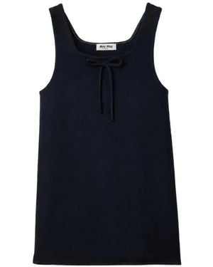 Miu Miu Waxed Double-Wool Dress - Blue