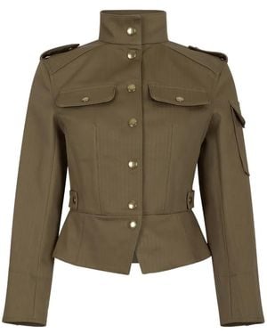 McQueen Buttoned-Up Peplum Jacket - Green