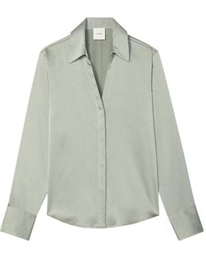 Calvin Klein Satijnen Blouse Met V-Hals - Grijs