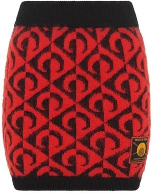 Marine Serre Moon Lozenge-Knit Miniskirt - Red