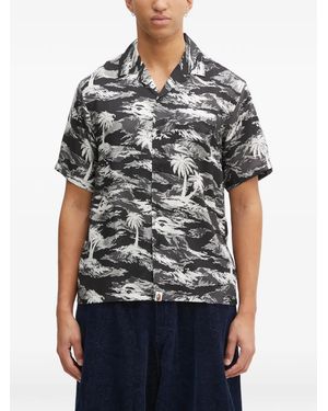 A Bathing Ape Palm-Tree Printed Shirt - Gray