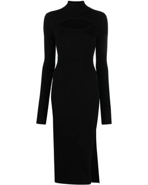 Just Cavalli Cut-Out Ribbed Midi Dress - Black