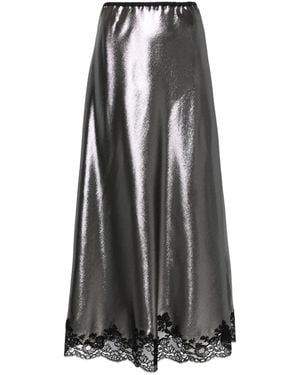 Carine Gilson Lace-Trim Lurex Maxi Skirt - Black