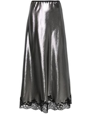 Carine Gilson Lace-Trim Lurex Maxi Skirt - Black