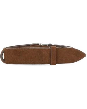Orciani Nobuckle Suede Belt - Brown