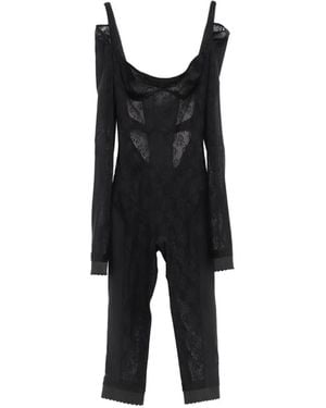 The Attico Lace-Panelled Jumpsuit - Black