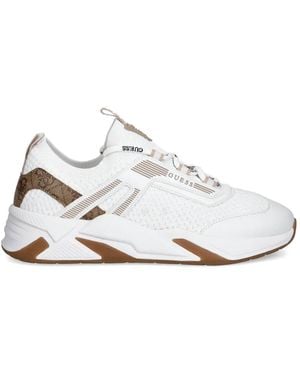 Guess Logo-Detail Lac-Up Trainers - White