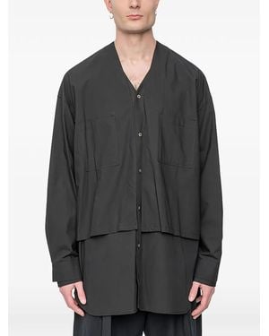 The Viridi-anne Button-Up Chest-Pocket Shirt - Gray