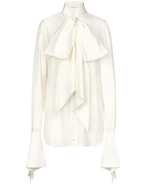 Nina Ricci Pussy-Bow Collar Silk Shirt - White