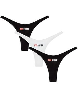 DIESEL Three-Pack Of Stretch Cotton Thongs With Logo - Black
