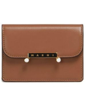 Marni Leather Envelope Card Holder - Brown